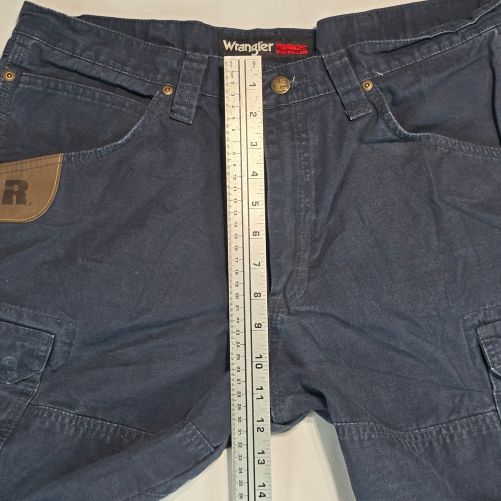 Wrangler Riggs Workwear Mens Navy Blue Ripstop Cargo Pants 35x32 103W060NY - Picture 12 of 16